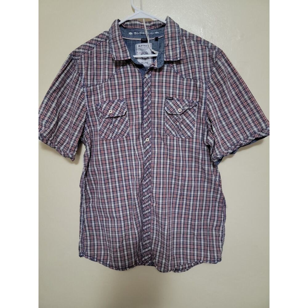 BUFALOO DAVID BITTON PRIMIUM SHIRTS TALLA XL DE CUADROS AZUL Y ROJO